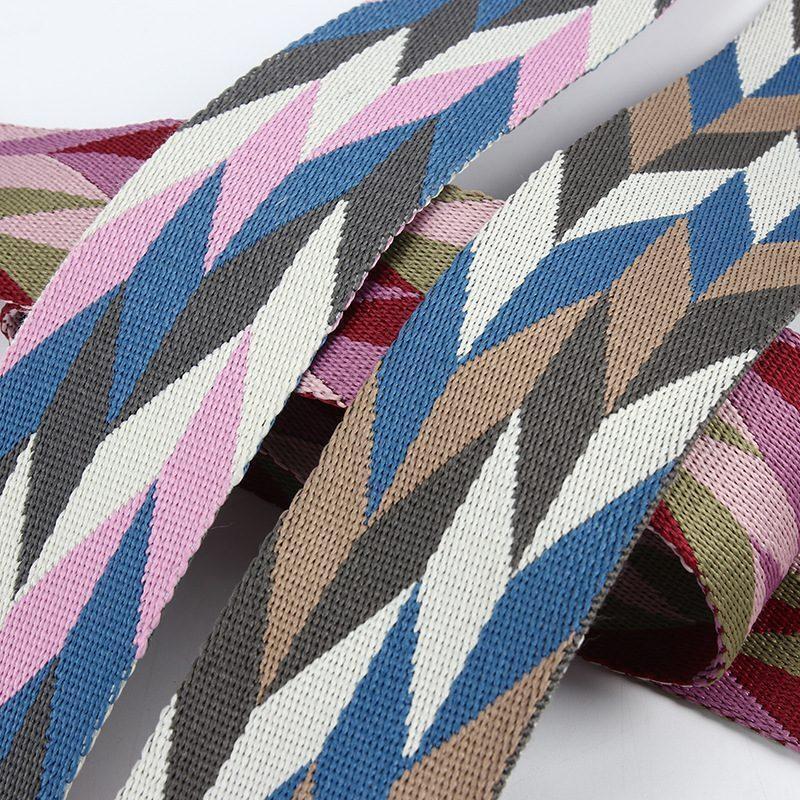 100% Polyester Jacquard Webbing 5cm Colorful Webbing 2 Inch Straps Ribbons for Handbag