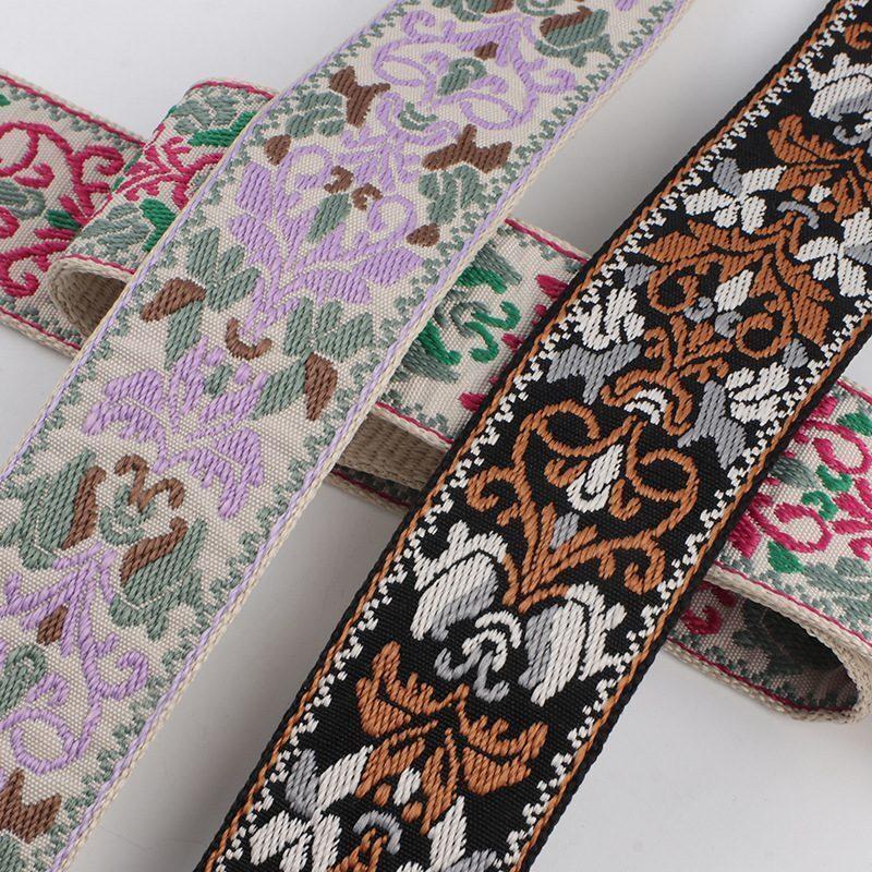 Customized 5cm woven floral jacquard ribbon webbing trim wholesale webbing tape for woman bag strap