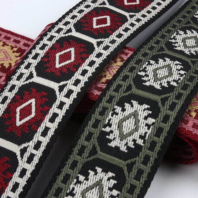 National Style 50mm Polyester Webbing Bag Strap Jacquard Ribbon for Women Bag Decoration