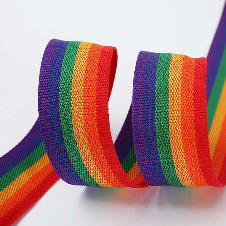 Wholesale 3.8cm 5cm PP webbing handbag strap colorful rainbow webbing tape