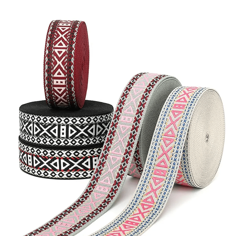 High quality polyester jacquard webbing 50mm bag shoulder strap webbing ethnic wind webbing
