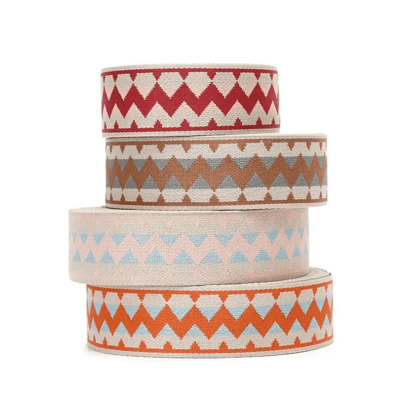 Hot sale 2 inch wave pattern polyester ribbon jacquard webbing tape for bag shoes hats suitcases