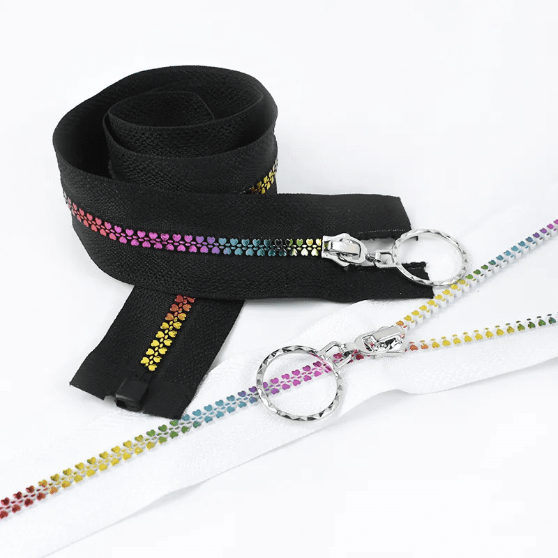 High quality 5# Bag Garment Zippers Accessories Custom Rainbow Teeth Resin Zipper