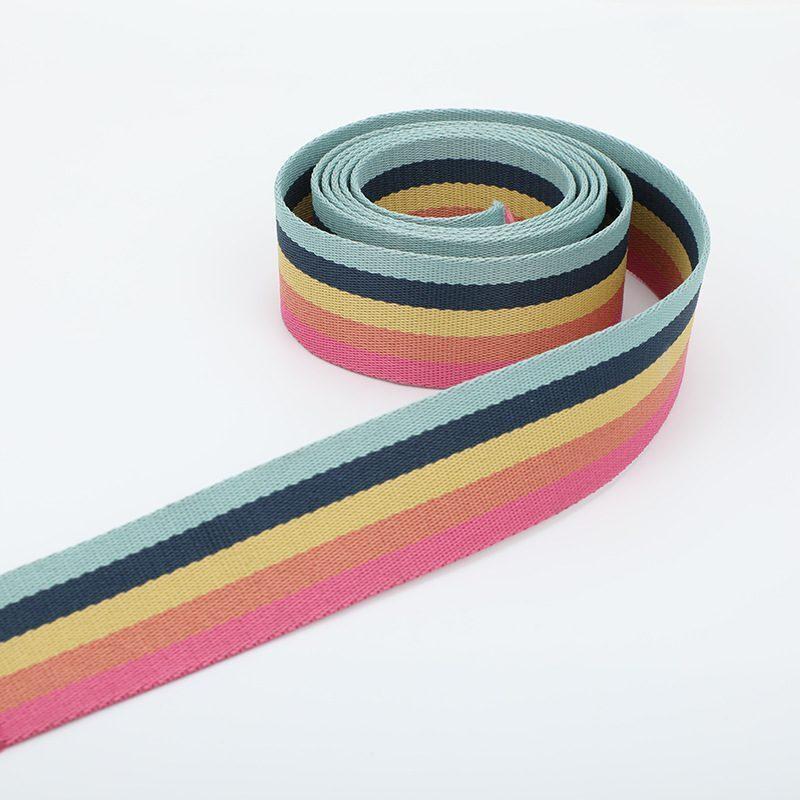Rainbow polyester bag webbing tape custom 3.8cm 5cm acrossbody webbing strap accessories
