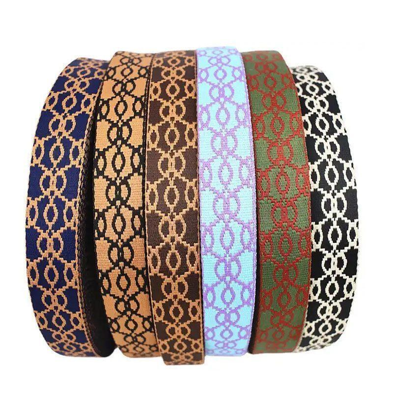 Multi Color 38mm Wide 2mm Thick Woven Jacquard Polyester Webbing Strap for Bag Belt